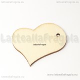 Ciondolo cuore in legno naturale 35x30mm