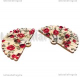Ventaglio in legno e stoffa Fiori Rossi 49x31mm