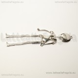 Corpo 3D bambolina in metallo argento antico con testa 102x18mm