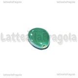 Goccia in Ceramica Smeraldo effetto perlato foro passante 16x12mm