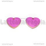 Ciondolo Cuore double-face in rame dorato smaltato malva 16mm