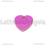 Ciondolo Cuore double-face in rame dorato smaltato malva 16mm