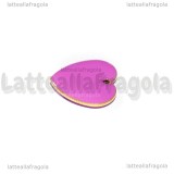 Ciondolo Cuore double-face in rame dorato smaltato malva 16mm