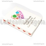 Scatola in Cartone Bianco Fantasia Cuori Handmade with Love 7x5x0.5cm
