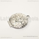 Ciondolo apribile Tondo filigranato silver plated 32x27mm