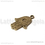 Charm mano di fatima in metallo color bronzo 23x15mm