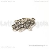 Ciondolo mano di Fatima in metallo argento antico 30x21.5mm