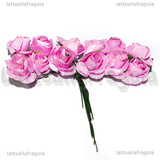 12 Rose Rosa in carta diametro 1cm