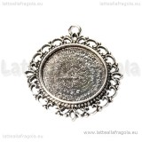 Base Tonda Argento Antico 37x34mm per cammei 24mm