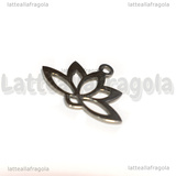 Ciondolo Fiore di Loto in Acciaio Inox 14x18.5x1mm