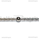 1 Metro Catena Rosario in Acciaio Inox maglia attorcigliata sfere 4mm
