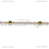1 Metro Catena Rosario in Acciaio Inox Oro e Argento maglia attorcigliata sfere 4mm