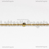 1 Metro Catena Rosario in Acciaio Inox Dorato maglia attorcigliata sfere 4mm