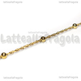 1 Metro Catena Rosario in Acciaio Inox Dorato maglia attorcigliata sfere 4mm