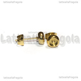 Coppia orecchini a perno in Acciaio inox Dorato con base tonda 4mm