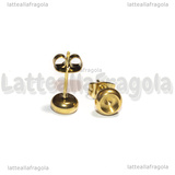 Coppia orecchini a perno in Acciaio inox Dorato con base tonda 4mm