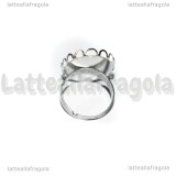 Base anello in Acciaio inox regolabile con base ovale merlettata 25x18mm