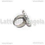 Base anello in Acciaio inox regolabile con base ovale merlettata 25x18mm