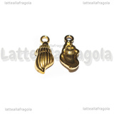 Ciondolo Conchiglia 3D in Acciaio Inox Dorato 18.5x7x3.5mm