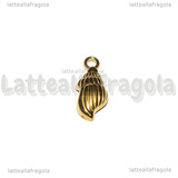 Ciondolo Conchiglia 3D in Acciaio Inox Dorato 18.5x7x3.5mm