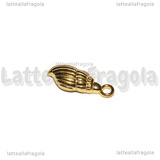 Ciondolo Conchiglia 3D in Acciaio Inox Dorato 18.5x7x3.5mm