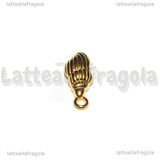Ciondolo Conchiglia 3D in Acciaio Inox Dorato 18.5x7x3.5mm