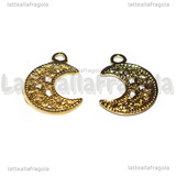 Ciondolo Luna Filigranata in Acciaio Inox Dorato 19x15x1mm