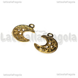 Ciondolo Luna Filigranata in Acciaio Inox Dorato 19x15x1mm