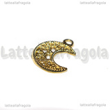Ciondolo Luna Filigranata in Acciaio Inox Dorato 19x15x1mm
