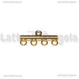 Coppia Connettori in Acciaio Inox Dorato per quadruplo filo 9x20x2.5mm