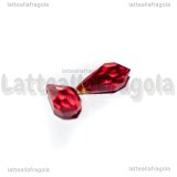 Goccia Lacrima di Vampiro in vetro sfaccettato rosso 13x6.5mm