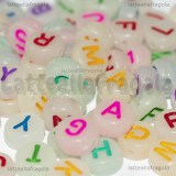 350 perle a gettone fluorescenti con lettere in acrilico 7x3.5mm