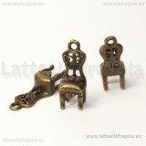 Charm 3D Sedia in metallo color Bronzo 21x8x6mm