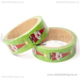 Washi Tape 15mm fantasia Natale Verde 5 Metri