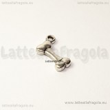 Charm Osso 3D in metallo argentato 17x11mm