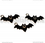 Charm Pipistrello in metallo dorato smaltato 23x14mm