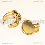Base Anello in Acciaio Inox Dorato regolabile con base tonda 18mm