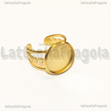 Base Anello in Acciaio Inox Dorato regolabile con base tonda 18mm