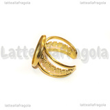 Base Anello in Acciaio Inox Dorato regolabile con base tonda 18mm