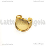 Base Anello in Acciaio Inox Dorato regolabile con base tonda 18mm