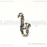 Ciondolo Sax 3D in metallo argento antico 26x5mm