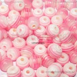10 Perle in acrilico righe rosa 8mm