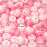 10 Perle in acrilico righe rosa 8mm