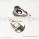 Ciondolo Cappello da cowboy  3D in metallo argento antico 21x13mm