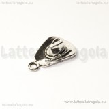 Ciondolo 3D Cappello da cowboy in metallo argento antico 21x13mm