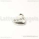 Ciondolo Cuore Aunt double-face in metallo argento antico 18x14mm