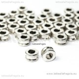 5 Rondelle in metallo argento antico 6x4mm