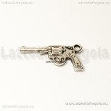 Charm double-face Pistola in metallo argento antico 26x12mm