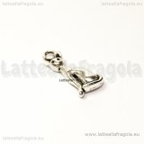 Charm Gatto 3D Seduto in metallo argento antico  18x8mm