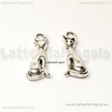 Charm Gatto 3D Seduto in metallo argento antico  18x8mm